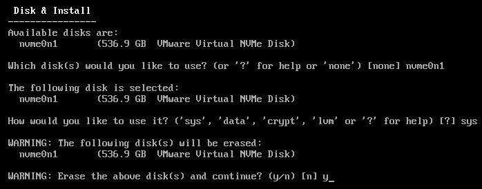 Disk and Install