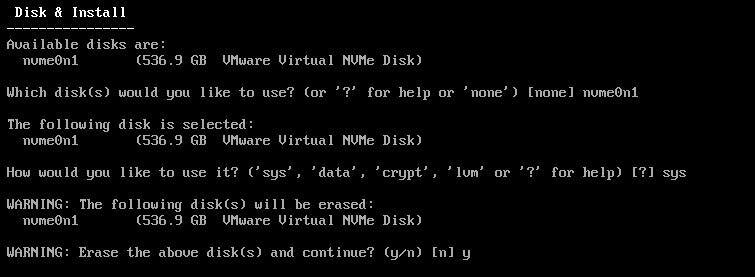 Disk and Install