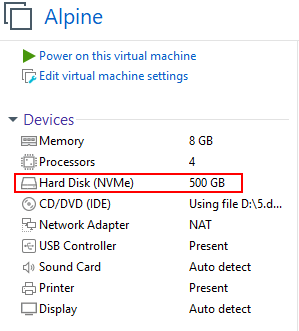 Máy ảo chạy Alpine linux trong VMware